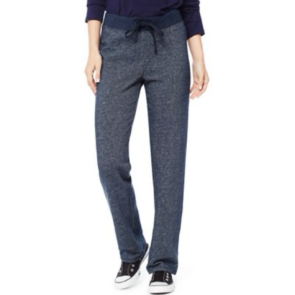 Hanes Navy Blue Heather Knit Drawstring Sweatpants L
